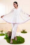 Buy_The White Tree Studio_White Chanderi Embroidery, Cut Work, Applique V-neck Smocking Co-ord Set _at_Aza_Fashions