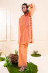 The White Tree Studio_Peach Chanderi Applique Round Neck Two Tone Co-ord Set _Online_at_Aza_Fashions