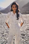 Buy_Dash And Dot_White Cotton, Nylon Embroidery Collared Scalloped Lace Shirt And Pant Set 
