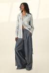 Buy_Payal Pratap_Blue Denim Belted Wide-leg Pants _Online_at_Aza_Fashions