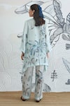 Shop_Shivani Bhargava_Blue Silk Satin Round Neck Powder Digital Print Co-ord Set _at_Aza_Fashions