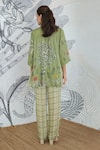 Shop_Shivani Bhargava_Green Silk Satin Collared Digital Print Asymmetrical Shirt _at_Aza_Fashions