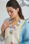 Shivani Bhargava_Ivory Chanderi, Cotton V-neck Digital Print Jungle Kurta Set _Online_at_Aza_Fashions