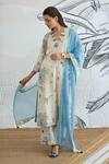 Buy_Shivani Bhargava_Ivory Chanderi, Cotton V-neck Digital Print Jungle Kurta Set _at_Aza_Fashions