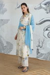 Buy_Shivani Bhargava_Ivory Chanderi, Cotton V-neck Digital Print Jungle Kurta Set 