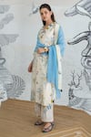 Shop_Shivani Bhargava_Ivory Chanderi V-neck Digital Print Jungle Kurta _at_Aza_Fashions