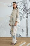 Shivani Bhargava_Ivory Chanderi, Cotton Round Neck Digital Print Tunic And Pants _at_Aza_Fashions