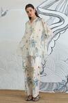 Shivani Bhargava_Ivory Chanderi Round Neck Digital Print Tunic _Online_at_Aza_Fashions
