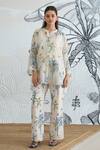 Shivani Bhargava_Ivory Chanderi Round Neck Digital Print Tunic _at_Aza_Fashions