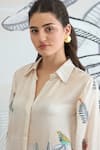 Shivani Bhargava_Ivory Silk Satin Collared Jungle Shirt Dress _Online_at_Aza_Fashions