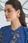 Shivani Bhargava_Blue Cotton Round Neck Flower Kimono Tunic And Pant Set _Online_at_Aza_Fashions