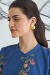 Shivani Bhargava_Blue Cotton Round Neck Digital Print Flower Kimono Tunic _Online_at_Aza_Fashions