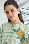 Shivani Bhargava_Green Cotton Embroidery Round Neck Check Flower Namah Tunic _Online_at_Aza_Fashions