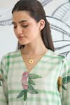 Shivani Bhargava_Green Cotton V-neck Check Long Dress _Online_at_Aza_Fashions