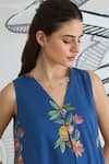 Shivani Bhargava_Blue Cotton V-neck Digital Print Long Dress _Online_at_Aza_Fashions