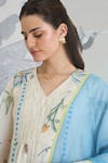 Shivani Bhargava_Ivory Chanderi, Cotton V-neck Jungle Digital Print Anarkali Set _Online_at_Aza_Fashions