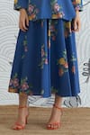 Buy_Shivani Bhargava_Blue Cotton Collared Floral Digital Print Shirt And Skirt Set _Online_at_Aza_Fashions
