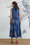 Shop_Shivani Bhargava_Blue Cotton Embroidery V-neck Waistcoat And Flower Skirt _at_Aza_Fashions