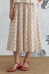 Buy_Shivani Bhargava_Beige Cotton Embroidery Collared Check Flower Crop Shirt And Skirt _Online_at_Aza_Fashions