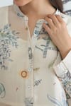 Shivani Bhargava_Ivory Organza, Satin Jungle Kimono Tunic With Blue Piping Pants _Online_at_Aza_Fashions