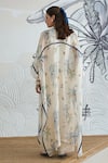 Shop_Shivani Bhargava_Cream Silk Satin Round Neck Jungle Print Cape With Waistcoat And Pants _at_Aza_Fashions