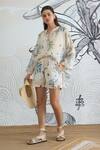 Shop_Shivani Bhargava_Ivory Chanderi, Cotton Round Neck Digital Print Tunic And Shorts Set _Online_at_Aza_Fashions
