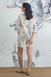Shop_Shivani Bhargava_Ivory Cotton Collared Jungle Print Crop Shirt And Shorts Set _at_Aza_Fashions