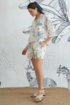Shop_Shivani Bhargava_Ivory Cotton Collared Jungle Print Crop Shirt And Shorts Set _Online_at_Aza_Fashions