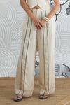 Shop_Shivani Bhargava_Cream Silk Satin Round Neck Waistcoat And Pant Set _Online_at_Aza_Fashions