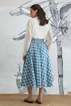 Shop_Shivani Bhargava_White Chanderi, Cotton Collared Blue Check Skirt With Shirt _at_Aza_Fashions