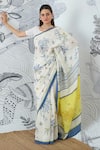 Buy_Shivani Bhargava_Ivory Digital Print Jungle Saree _at_Aza_Fashions