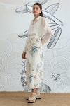 Shop_Shivani Bhargava_White Chanderi, Cotton Collared Digital Print Shirt And Jungle Wrap Skirt _Online_at_Aza_Fashions