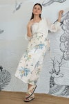 Buy_Shivani Bhargava_White Chanderi, Cotton Collared Digital Print Shirt And Jungle Wrap Skirt 