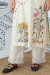 Buy_Shivani Bhargava_Ivory Chanderi, Cotton Embroidery V-neck Mountain Kurta And Pant Set _Online_at_Aza_Fashions