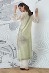 Shop_Shivani Bhargava_Ivory Chanderi, Cotton Embroidery V-neck Mountain Kurta And Pant Set _at_Aza_Fashions