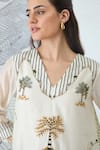 Buy_Shivani Bhargava_Ivory Chanderi Embroidery V-neck Mountain Kurta _Online_at_Aza_Fashions