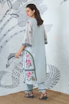 Shop_Shivani Bhargava_Blue Chanderi, Cotton Embroidery Round Neck Powder Kurta Set _at_Aza_Fashions