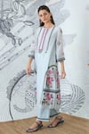 Shivani Bhargava_Blue Chanderi Embroidery Round Neck Powder Kurta _at_Aza_Fashions