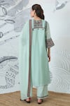 Shop_Shivani Bhargava_Green Chanderi, Cotton Embroidery Round Neck Sage Kurta Set _at_Aza_Fashions