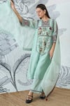 Shop_Shivani Bhargava_Green Chanderi, Cotton Embroidery Round Neck Sage Kurta Set 