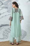 Shop_Shivani Bhargava_Green Chanderi Embroidery Round Neck Sage Kurta _at_Aza_Fashions