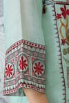 Shop_Shivani Bhargava_Green Chanderi Embroidery Round Neck Sage Kurta _Online_at_Aza_Fashions