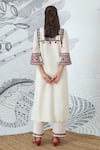 Shop_Shivani Bhargava_Ivory Chanderi, Cotton Embroidery Round Neck Kurta Set _at_Aza_Fashions