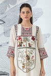 Shivani Bhargava_Ivory Chanderi Embroidery Round Neck Kurta _Online_at_Aza_Fashions