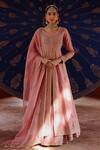Buy_Jigar Mali_Purple Chanderi, Organza Embroidery Round Neck Designer Lehenga Set _at_Aza_Fashions