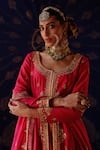 Jigar Mali_Pink Chanderi, Organza Sequins, Embroidery Round Neck Designer Lehenga Set _Online_at_Aza_Fashions
