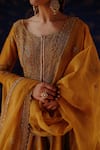 Jigar Mali_Yellow Chanderi, Organza Embroidery, Sequins Round Neck Lehenga Set _Online_at_Aza_Fashions