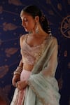 Buy_Jigar Mali_Pink Chanderi, Organza Sequins, Embroidery Round Neck Designer Lehenga Set _Online_at_Aza_Fashions