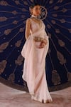 Jigar Mali_Pink Organza, Chanderi Sequins, Embroidery Designer Saree Set _Online_at_Aza_Fashions