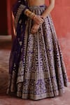 Shop_Jigar Mali_Purple Chanderi, Organza Embroidery Round Neck Lehenga Set _Online_at_Aza_Fashions
